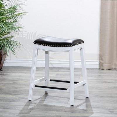 NicBex 24"/32" Bar Stools Set of 2,Counter Height Bar Stools with Nailhead Trim,Bonded Leather Stools for Kitchen Counter & Dining