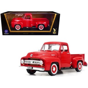 1953 Ford F-100 Pickup Truck Red 1/18 Diecast Model Car by Road Signature - 1 of 4