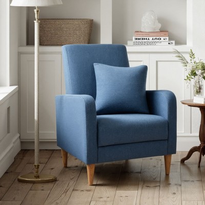 Faux-Shearling Accent Chair with Pillow, Modern Comfy Armchair with Ergonomic Backrest and Padded Armrests