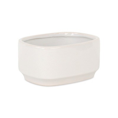 Cheung's Elegora Wide Curved Rectangular Straight Side Ceramic Pot - Large - Off White