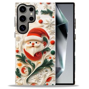 BONGEEK Case Compatible with Samsung Galaxy S24 Ultra,Scratch Resistant Hybrid 2-Layer Hard Shell Bright Phone Case,Christmas Santa Green Leaves Cute - 1 of 4