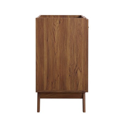 Walnut Freestanding Bathroom Vanity Cabinet with Rattan Weave Doors