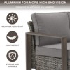 POCASSY 74.8" Outdoor 3-Seater Sofa with Meatl Armrest, Outdoor Furniture Sofa with Faux Wood Square Armrest and High Back for Porch Deck - 4 of 4