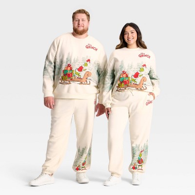 Adult Grinch Sled Graphic Sweatshirt - Cream