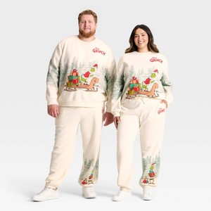 Adult Grinch Sled Graphic Sweatshirt - Cream - 1 of 3