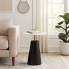 Timeless Marble Top End Table with Sleek Fluted Base Accent - Compact Small Side Table for Home, Covered Patio, or Living Room End Tables - 3 of 4