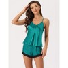 cheibear Women's Satin Sliky Sleeveless Lace Trim Camisole Tops with Shorts Pajamas Sets - 3 of 4