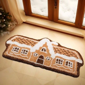 Gingerbread House Shaped Rug Non - Slip Ultra Soft Microfiber Beige Living Room Bedroom Decorative Area Rug 20x47 Inches - 1 of 4