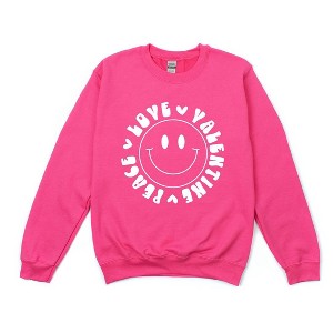 Simply Sage Market Women's Graphic Sweatshirt Peace Love Valentine Smiley - 1 of 4