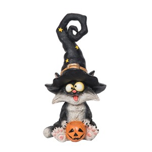Gallerie II Cat with Black Hat Halloween Figure - 1 of 4