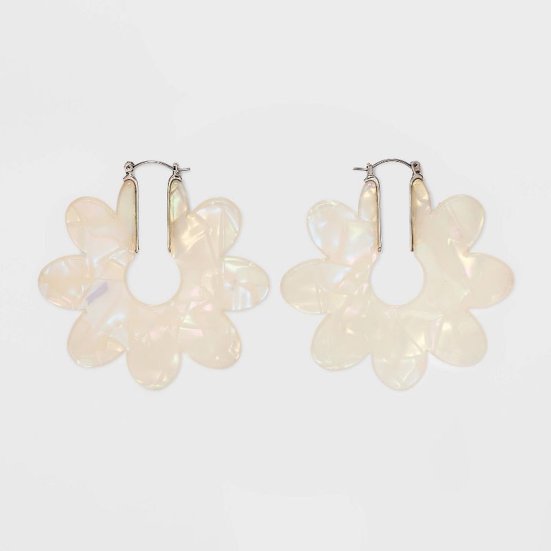 Flower Hoop Earrings - Wild Fable&#8482; Pearl, 1 of 5