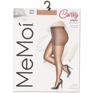 Memoi Women's 2 Pack Satin Sheer Nylon Pantyhose - 1 of 4