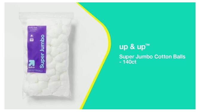 Super Jumbo Cotton Balls - 140ct - up &#38; up&#8482;, 2 of 5, play video