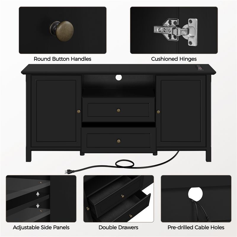 Yaheetech 58in Modern TV Console Table with Power Outlet Black, 4 of 9