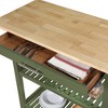 Breighton Home Designs2Go 3 Tier Butcher Block Kitchen Prep Island with Drawer in Dark Sage Green/Butcher Block - 4 of 4