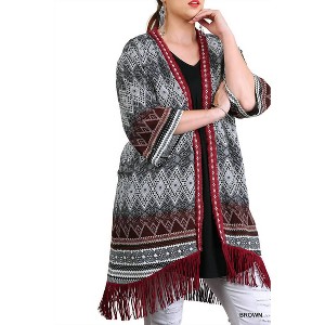 Women's Border Print Fringe Duster - umgee - 1 of 3