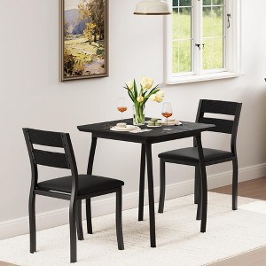 3 Piece Dining Table Set for 2, Small Kitchen Table Set with 2 Upholstered Chairs and Metal Frame & Wood Tabletop, Apartment, Home Kitchen - 1 of 4