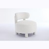 Cesicia Teddy Fabric accent chair with curved backrest and solid wood legs, 28.35"D×28.35"W×30.12"H - 2 of 4