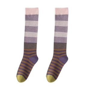 Anna-Kaci Women's 2 Pairs Striped Casual Sports Cotton Socks Soft Breathable Durable Everyday Comfort Fit - 1 of 4