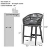 PURPLE LEAF Outdoor Rattan Bar Stools Set of 2 Modern Boho Aluminum Patio Bar Height Chair with Cushion for Garden Outdoor and Indoor - 3 of 4