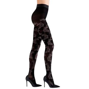 Women's Viney Floral Tights - A New Day™ Black L/xl : Target