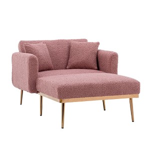 CAINAS 3-in-1 Convertible Accent Chair Bed with Adjustable Back&2 Pillows,Luxury Teddy Fabric Armchair Chaise Lounge for Living Room&Bedroom - 1 of 4