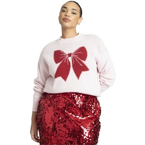 ELOQUII Bow Intarsia Sweater - 1 of 4
