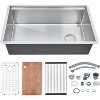 Coucheta Inch Stainless Undermount Workstation, Under Counter Kitchen Sink, Single Bowl with Accessories - 2 of 4