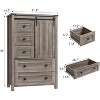 Acekool Wood Grain Dresser - 5-Drawer Chest with Sliding Barn Door - 2 of 4
