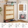 QingMoon Entryway Shoe Cabinet, Wood Shoe Rack, Modern Freestanding Shoe Storage Organizer with 3 Flip-Front Drawers for Hallway, Foyer - 3 of 4