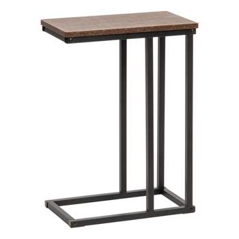 IRIS USA Wood and Metal Side Accent Table, Brown