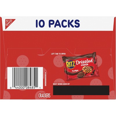 RITZ Drizzled Minis Fudge Crackers Snack Pack Lunch Snacks - 9oz/10ct