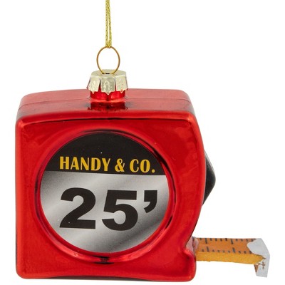 Northlight 3.25" Red Measuring Tape Glass Christmas Ornament