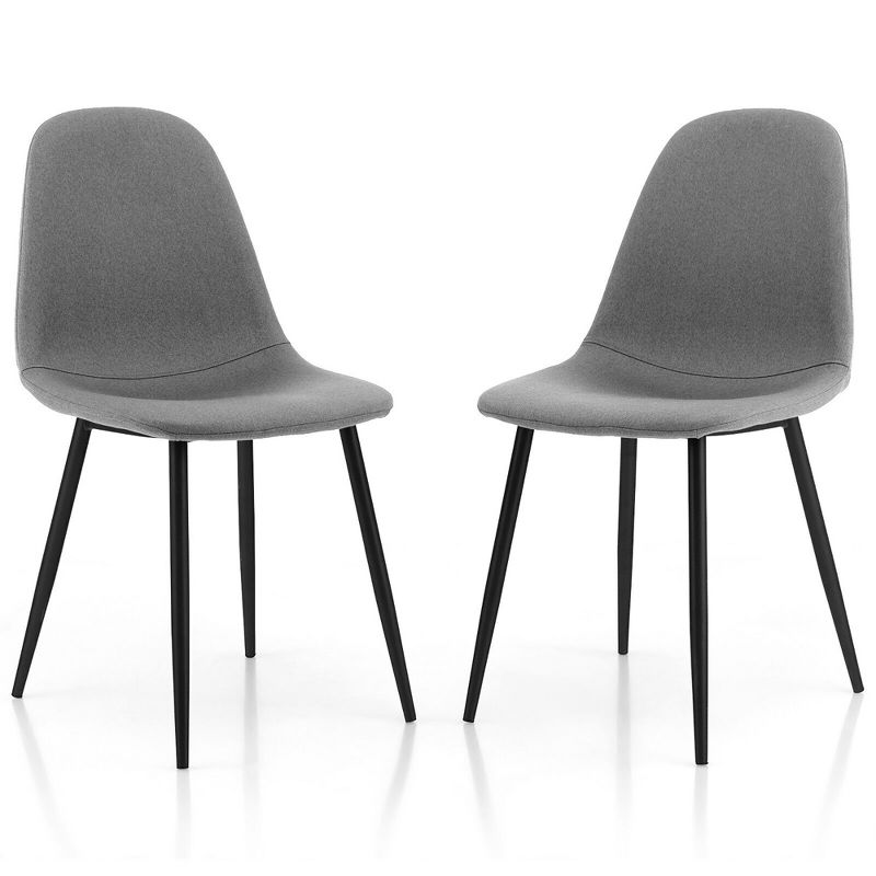 Tangkula Dining Chairs Set of 2 Upholstered Fabric Chairs W/Metal Legs for Living Room, 1 of 10