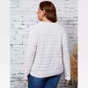 Womens Plus Size Caridigan Lightweight Crohcet Cardigan Ribbed Cuff Front Button Down Long Sleeve Sweater with V Neck - 2 of 4