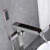 Bathroom Freestanding Waterfall Tub filler Brushed Nickel Floor Mount Faucet with Hand Shower - 3 of 4