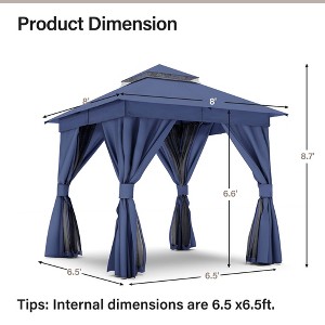 YARDGRACE Semi Permanent Patio Gazebo 8'x8' with Expansion Bolts,Outdoor Heavy Duty Shelter Party Tent with Double Roofs - 1 of 4