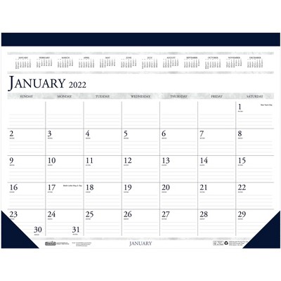 House of Doolittle 2022 13" x 18.5" Desk Pad Calendar Classic Blue/White 1506-22