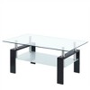 Modern 2-Tier Glass Coffee Table, Rectangular Tempered Glass Side Table with Lower Shelf for Living Room - 3 of 4