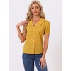 INSPIRE CHIC Women's Vintage Polka Dots Peter Pan Collar Puff Short Sleeve Shirt - 3 of 4