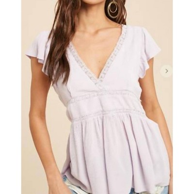 Women's Lace Accent V-Neck Blouse - IN-LOOM