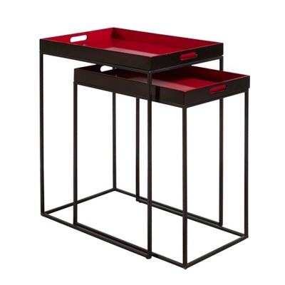 Dominic Nesting Tray Tables Black - HomeFare