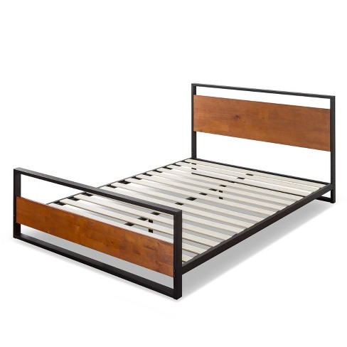 Suzanne Platform Bed With Headboard, Black Full Size Wood Bed Frame With Headboard