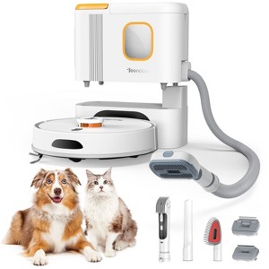 Teendow 7,000 Pa Self-Emptying Robot Vacuum & Mop for Pet Hair, Hardwood Floor and Carpet, App/Voice Controlled, Cordless, HEPA Filter, 3L, White - 1 of 4