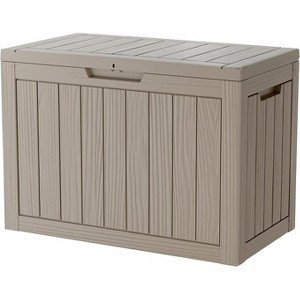 OBOKATA 45 Gallon lockable storage box, waterproof and UV resistant for outdoor mat storage, garden tools and swimming pool accessories storage, Gray - 1 of 4