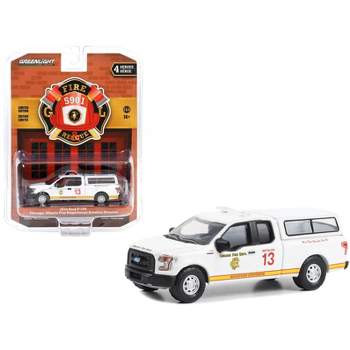 2016 Ford F-150 Truck with Camper Shell White "Chicago Fire Dept. Chicago, Illinois" 1/64 Diecast Model Car by Greenlight