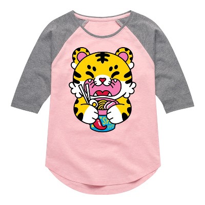 Girls' - Instant Message - Tiger Ramen Shirt Tail Raglan Graphic T-shirt