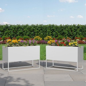 Spassway Indoor Outdoor Metal Planter Pot Planter Box Patio Garden Bed Black - 1 of 4