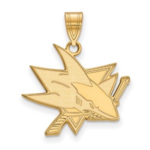 Black Bow Jewelry 14k Yellow Gold Plated Sterling Silver San Jose Sharks NHL Large Pendant - 1 of 3