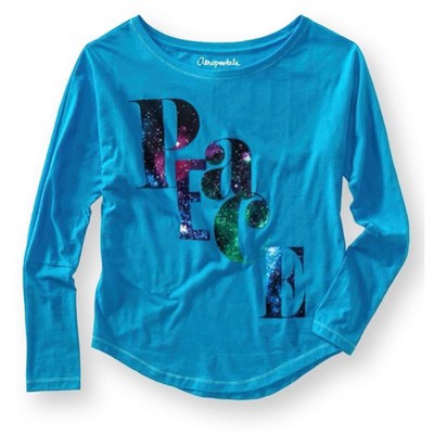 Aeropostale Womens Sparkle Peace Graphic T-Shirt